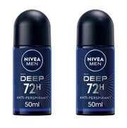 NIVEA MEN Deep 72H Anti-Perspirant Roll-On Deodorant 50ml (2 PACK)
